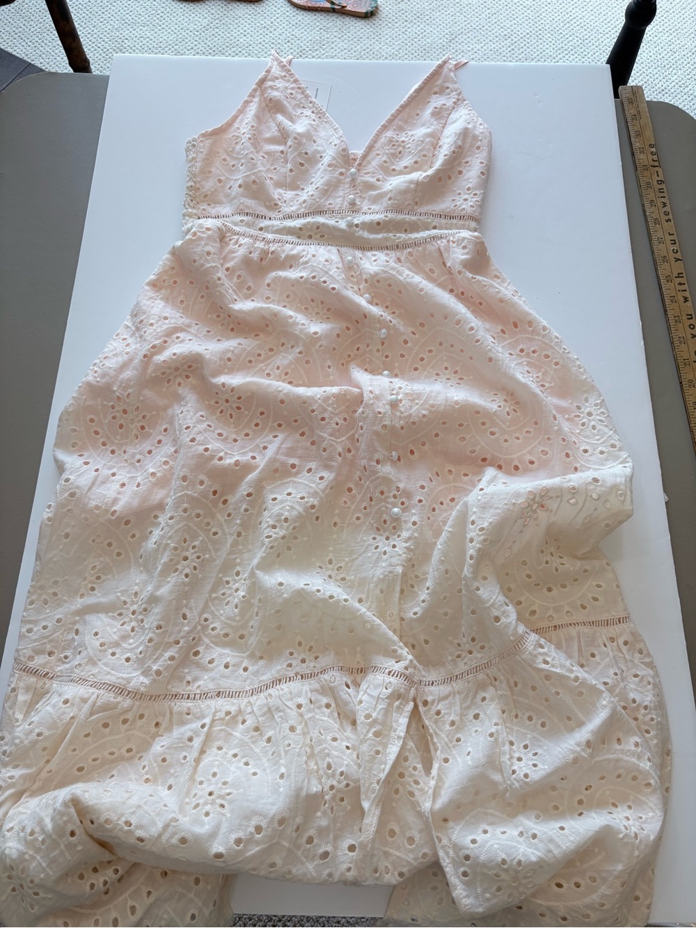 Simplee Apparel Light peach Eyelet Maxi Dress F48
